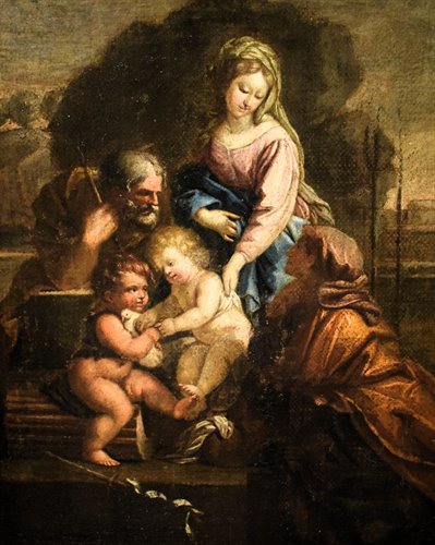 Sainte Famille avec saint Jean-Baptiste enfant et sainte Élisabeth.